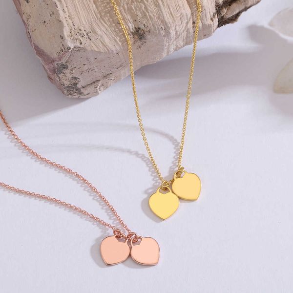 

Tiff Necklace Designer luxury fashion jewelry Boutique Jewelry Necklace Valentine's Day Gift Love shaped Pendant Double Heart Brand High Grade jewelry accessory