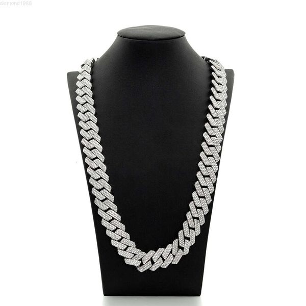 

Hip Hop Jewelry 15mm 3 Row Bust Down Miami Iced Out Moissanite 14k Solid Gold Cuban Link Chain Necklace