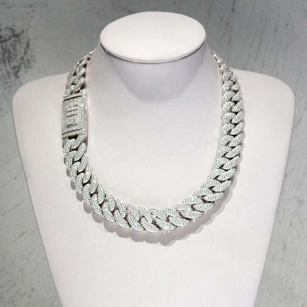 

Custom Buckle Iced Out 20mm Width 925 Sterling Silver Miami Moissanite Cuban Link Chain
