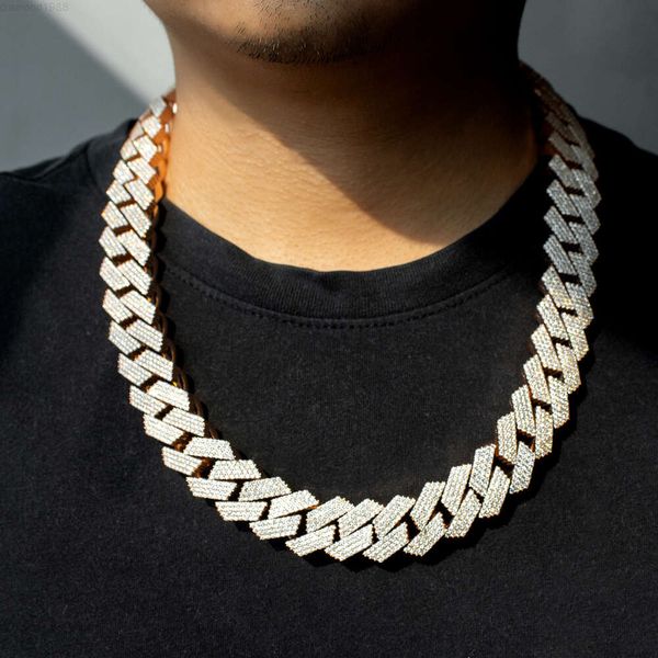 

Cuban Link Chain 925 Sterling Silver Sparkling 20mm Moissanite Diamond Vvs Moissanite Cuban Chain