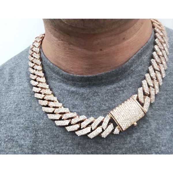 

Diamond Chains 10K Rose Gold Def-Vs Round Cut Diamond Iced Out Miami Cubin Link Chain Necklace