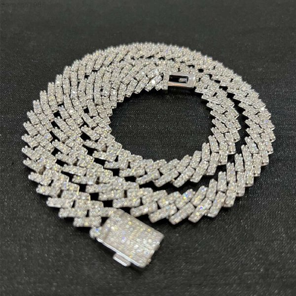 

10mm White Gold Iced Out 925 Sterling Silver Moissanite Cuban Chain