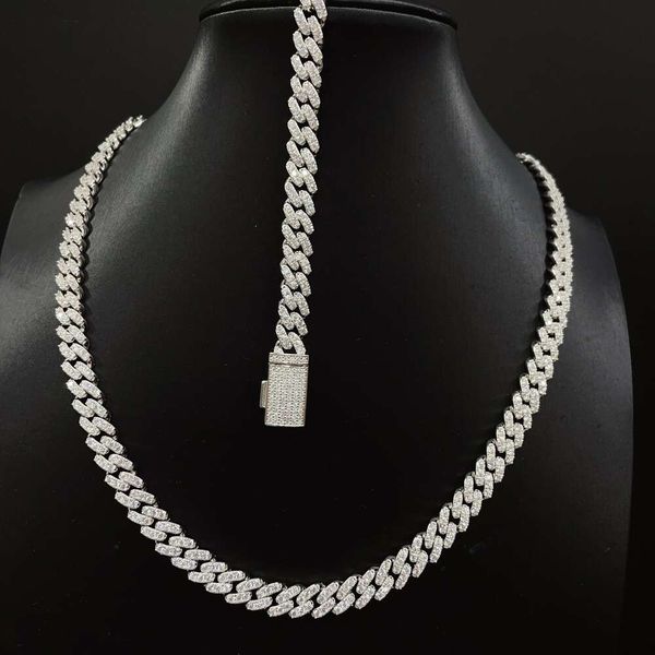 

8Mm Width Hip Hop Necklace Fashion Style S With Vvs Moissanite Iced Out Diamond Cuban Link Chain Moissanite