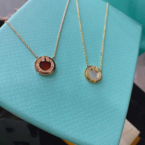 

Tiff Necklace Designer luxury fashion jewelry new double T round smiling face necklace women's pure silver clavicle chain 18K Rose Gold Round Pendant simple jewelry