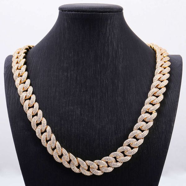 

12Mm 18/20/22Inches Pass Diamond Tester Sier Gold Cuban Link Iced Out 2 Rows Hip Hop Vvs Moissanite Necklace Cuban Chain