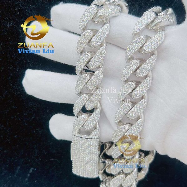 

Hip Hop Jewelry Sterling Sier Vvs Moissanite Iced Out Cuban Link Chain