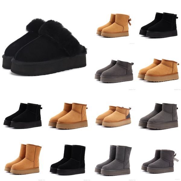 

2023 Ultra Mini Platform Snow Boots Designer Woman Winter Ankle Australia Snow Boots Thick Bottom Real Leather Warm Slipper Fluffy Booties size 35-42, 24#