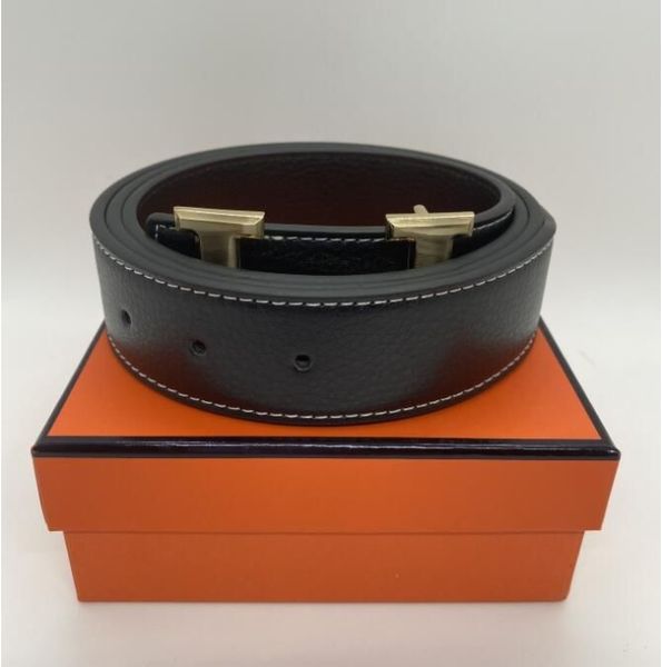 

Wholesale Betls 2023 Mens Womens Designer Belt Genuine Cowhide Leather black Gold+silver Buckle Size 105-125CM with orange Box Free ship, Gold buckle + yellow