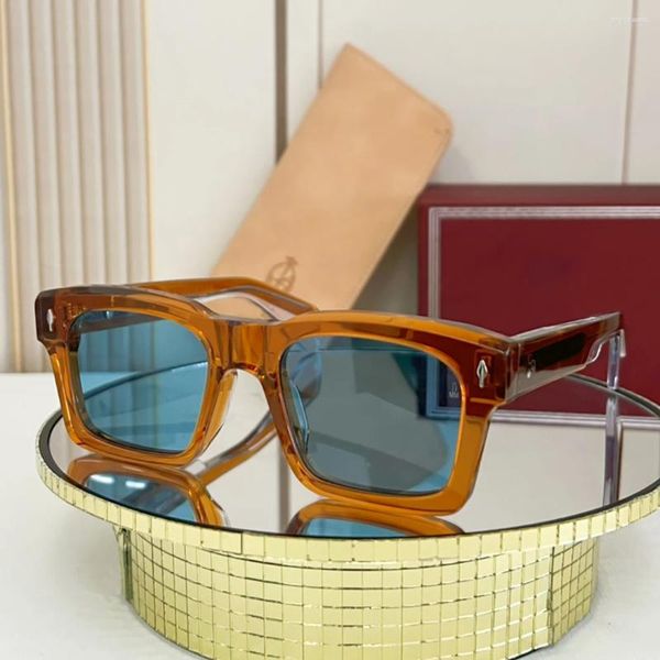 

Sunglasses JACQ Fashion Square Blue Cool Men's High Grade Vinegar Fiber Manufacturing Tourism Party Beach KAINE Women's Glasses