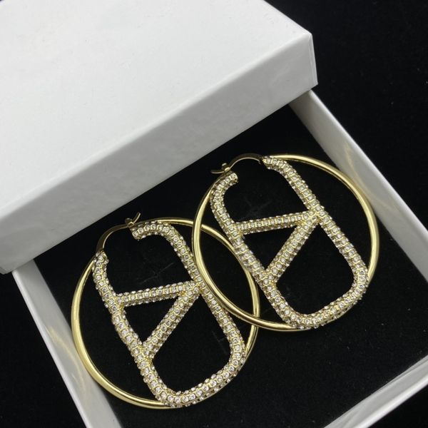 

2023 earrings designer for women stud luxury gold heart shape pearl crystal gold double V letter 925s silver jewelry classic-3