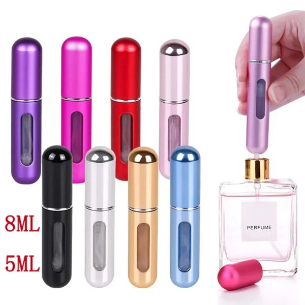 

5ml 8ml Perfume Refill Bottle Portable Mini Refillable Spray Jar Scent Pump Empty Cosmetic Perfume Containers Atomizer for Travel