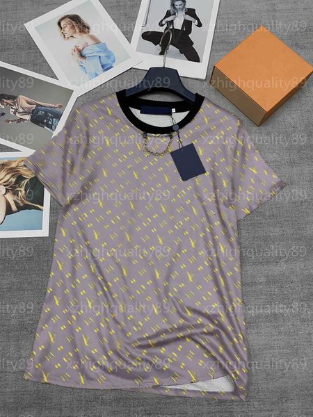 

Designer T Shirt Womens Tshirt Fashiont Tee Allover Printed Top Metal Chain Short Sleeved Round Neck Summer T-shirt Designers Clothes Women Clothing, 1 style