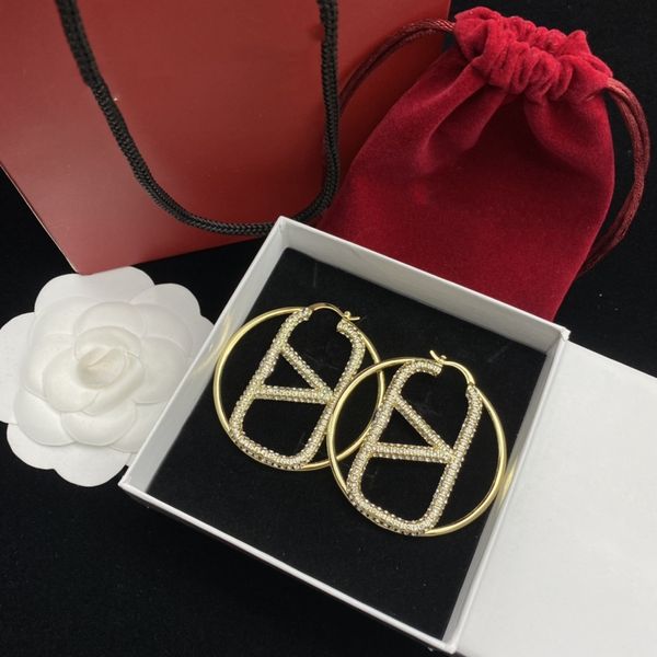 

2023 earrings designer for women stud luxury gold heart shape pearl crystal gold double V letter 925s silver jewelry classic.A1003