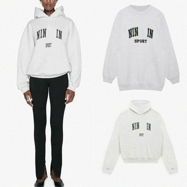 

Pullover Sweatshirt New Embroidery Letter Burst Fleece Sweater Printed Wash Round Neck Female Cotton Hoodie Retro Washing Eagle Flag Print