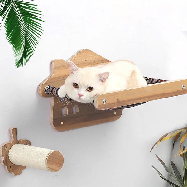 Cat Beds Furniture Climbing Frame Hammock Wall Hanging Nest Grab Post Staircase Room Bed for Pet Supplies Accessories Home Houses 231011