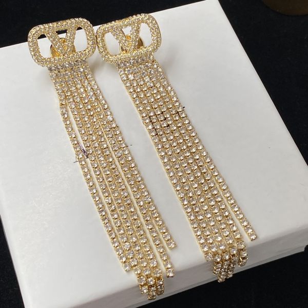 

2023 earrings designer for women stud luxury gold heart shape pearl crystal gold double V letter 925s silver jewelry classic.A1004