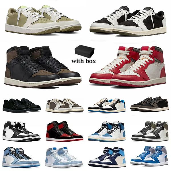 

With box Palomino Lost Found 1 1s basketball shoes for mens womens lows high OG Black Phantom Reverse Dark Mocha low trainers sneakers 36-47