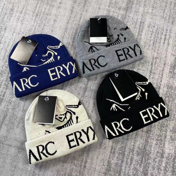 

Arctepyx Autumn/winter Knitted Hat Big Brand Designer Beanie/skull Caps Stacked Hat Baotou Letter Ribbed Woolen Triomphe Hat, Customize