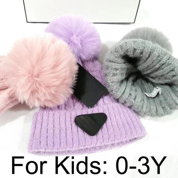 

0-3Y Kids Warm Winter Hats Designer Beanie Bucket Hat Imitation Cashmere Knitted Hat Beanie Hats for Children Vertical Stripes Skull Caps Letters Fitted Hat, Grey