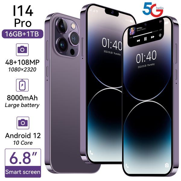 

I14 Pro mobile smartphone capsule screen 6.8 inches 2GB+16GB true 4G 5G Android smart Phone. Not IPhone.