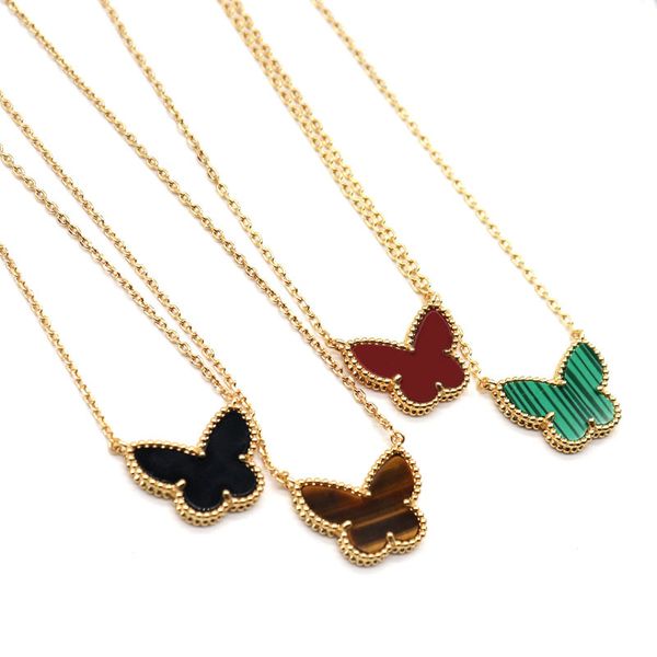 

Famous Brand Butterfly Elegant Pendant Necklaces Luxury Sweet OL Designer Double Side 18K Gold Choker Necklaces Jewelry for Women