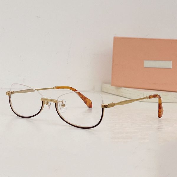 

Designer Optical Glasses Fashion Personalized Mens and Womens Metal Frame Elliptical Butterfly Half rimmed Transparent Glasses Leisure Vacation Gift Box MU50