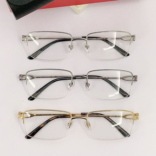 

Luxury Designer Optics Eyewear Fashion Mens and Womens Metal Titanium Frame Oval Half Edge Glass Frame Transparent Glasses Driving Work Conference Gift Box 0319O.
