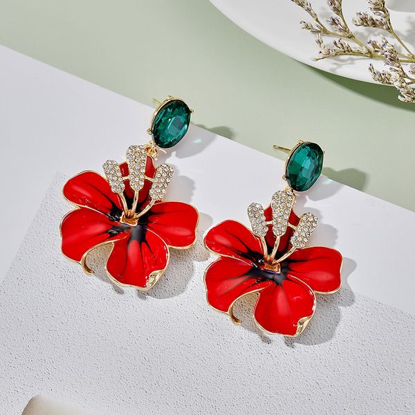 

Designer Jewelry Fashion Gold Red Enamel Earrings Top-quality MoonRiverJewel Christmas Birthday New Year