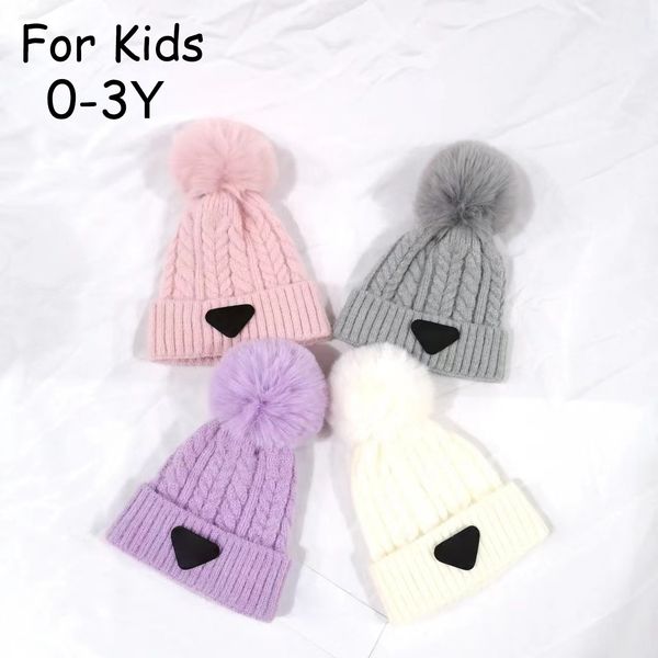 

0-3Y Kids Warm Winter Hats Designer Beanie Bucket Hat Imitation Cashmere Knitted Hat Beanie Hats for Children Vertical Stripes Skull Caps Letters Fitted Hat, Grey