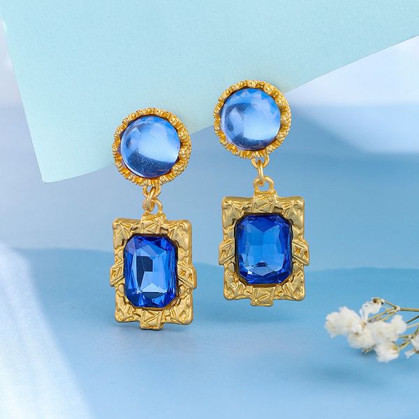

Designer Jewelry Earrings Vintage Gold Blue Gemstones Earrings Top-quality MoonRiverJewel Christmas Birthday New Year