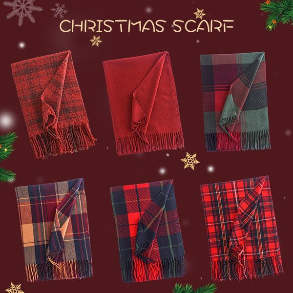 

Christmas Scarf Red Green Cashmere Scarf Warm Winter New year gift
