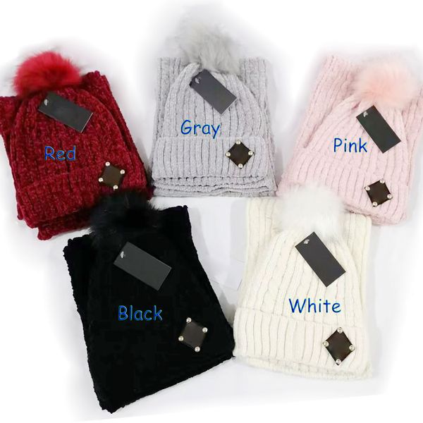 

Two-Piece Designer Scarf and Hat Design Caps Chenille Wool Winter Hat and Scarf Design Caps Shawl Designer Hats Scarves Wool Beanie Wrap Scarfs