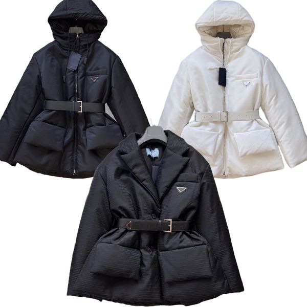 

Womens Puffer Coat Suit Cotton Long Parkas Winter Jackets Adjustable Waist Button Zipper Designer Puff Jacket Coats Classic Hooded Outerwear, C1