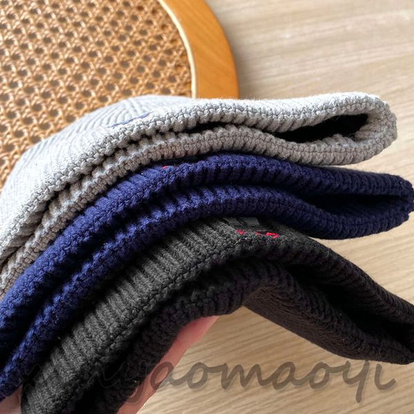 

Polo bonnet beanie Cuffed winter Beanie Winter Knit Hat Embroi on, Grey