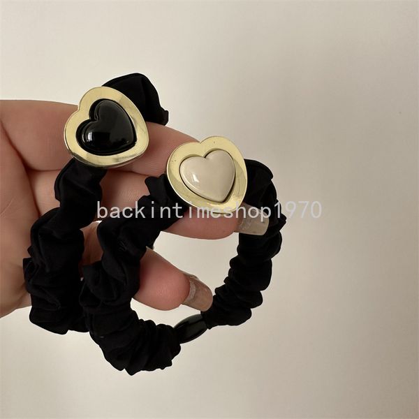 

Newest Senior Korean Woman Elegant Heart Shape Black Elastics Band Scrunchies Ties Girls Ponytail Holder Hair Accessorie, Red