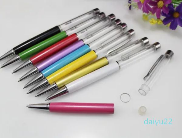 

wholesale wholesale Hot selling christmas gifts empty tube metal ball pen floating glitter diy pen kids dried flower small shell whelk crystal pen