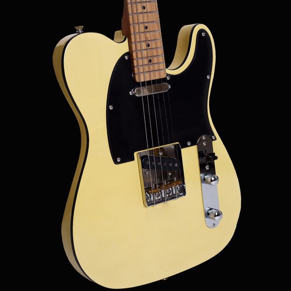 

Boya&Ziqi BZT-098 Classic Solid Body Electric Guitar, 22 Stainless Steel Frets (Hand Polished), Alder Body, Roasted Maple Neck, Deluxe Switch and Jack, Vintage Light Yellow