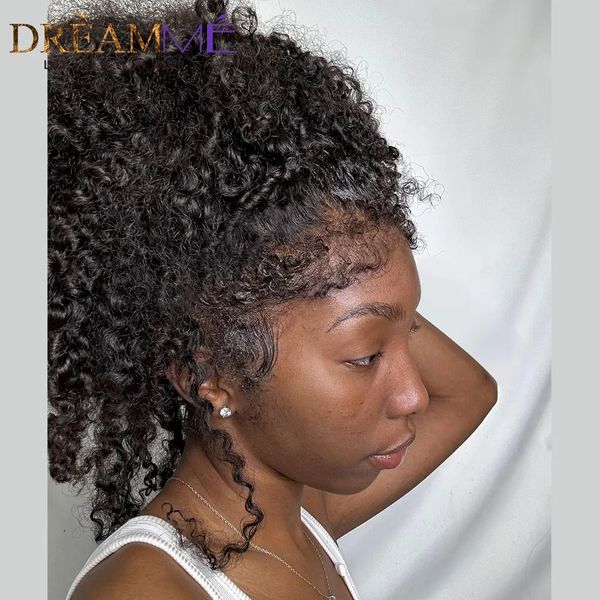 

Baby Curly Hair Wigs 4C Edges Hairline Lace Wig hd Lace Frontal Wigs For Women Lace Front Human Hair Wigs Pre Plucked line, 1b;natural color