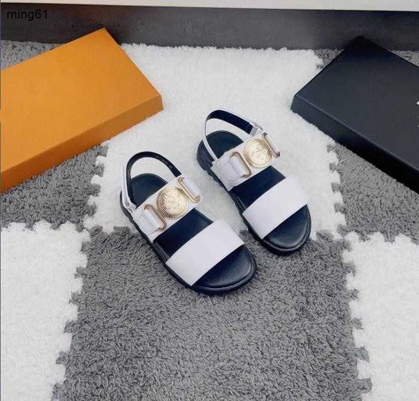 

Brand Designer Kids Fashion Girls Sandals Beach Summer Child Flat Shoes Children Slipper Including Shoe Box, Blue