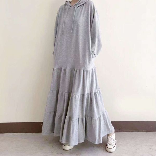 

2023 Autumn Women's Long Sweatershirt Dress Oversize Hoodies Long Sleeve Casual Dresses Female Fashion Loose Sports Clothes Lady, Khaki