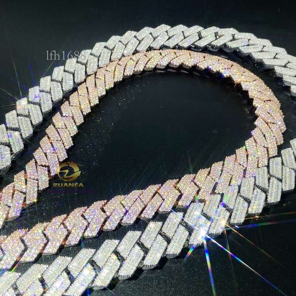 

20Mm Designer Necklace Jewelry Moissanite Hip Hop Iced Out Vvs Baguette Diamond Cuban Link Chain Moissanite