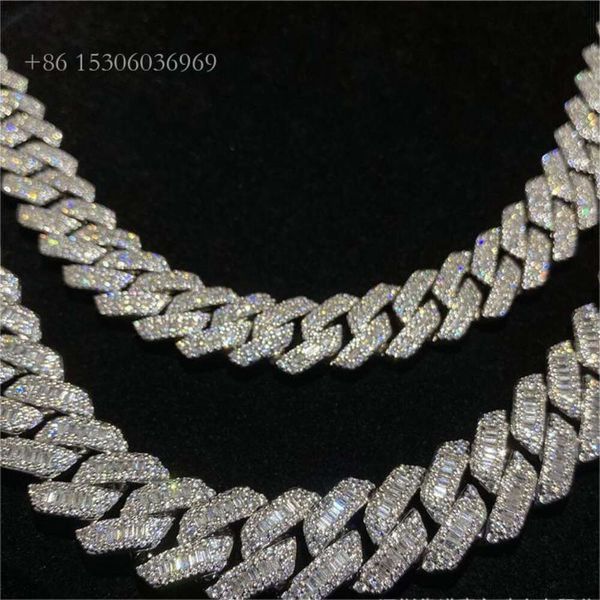 

Hot Style Gra Certificate Moissanite Diamond 14Mm Width Solid Sier Cuban Link Chain For Mens Hip Hop Cuban Necklace Men's jewelry necklace