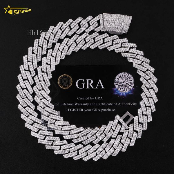 

Hip Hop Necklace Miami Chain Gra Certificate Vvs Moissanite Sterling Sier Gold Plated Diamond Iced Out Cuban Link Chain