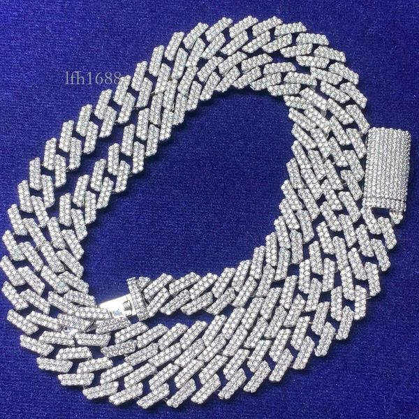 

Sier Iced Out Moissanite Diamond Miami Cuban Link Chain Customizable (10Mm-20Mm)