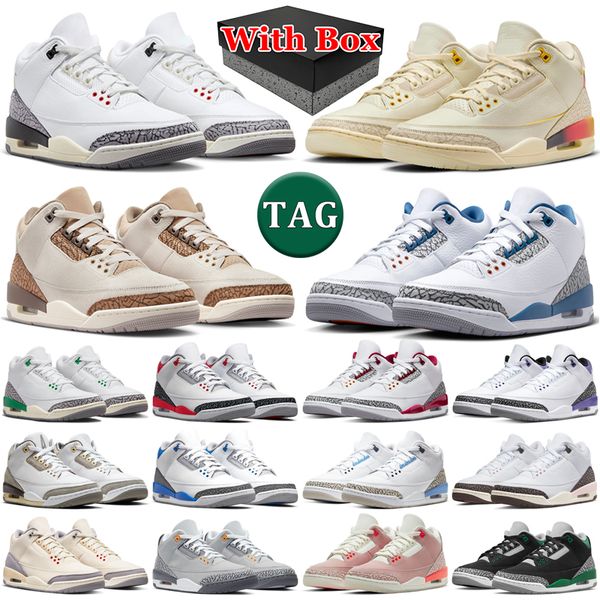 

With box 3 basketball shoes men women 3s Medellin Sunset White Cement Reimagined Palomino Wizards Cardinal Fire Red Lucky Green UNC mens trainers sports sneakers, 36
