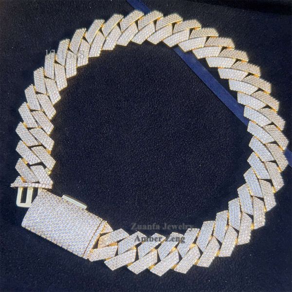 

Moissanite Hip Hop Jewelry 4 Rows Prong Cuban Link Chain Necklace Iced Out Moissanite Diamond Cuban Chain