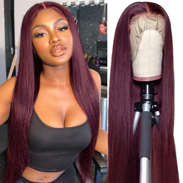 

Synthetic Wigs Yaki Long Straight Hair Wig Free Split High Temperature Silk Chemical Fiber Head Cover Front Lace, Dark brown