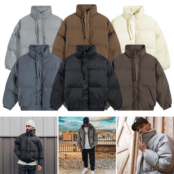 

Autunm American Fog Casual Outdoor Coat Essen Stand Collar Zipper Warm Down Jacket Cotton Man  Eseent Ovesize, Dark grey