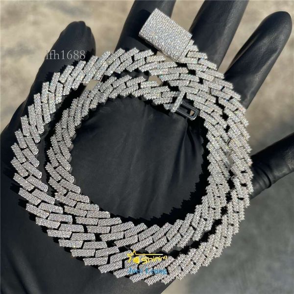 

Hip Hop Jewelry Real Gold Plating Sier Necklace Moissanite Cuban Link Chain Iced Out