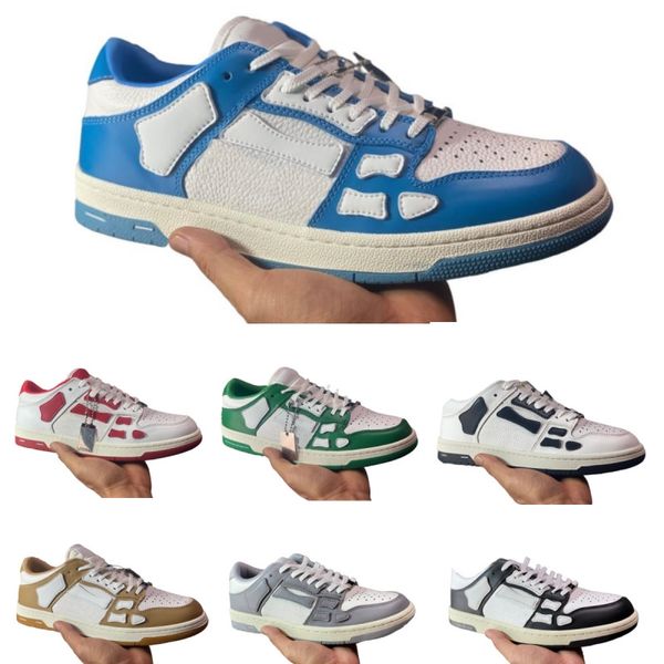 Skel-Top sneakers Skel Top Low Genuine Leather Casual Shoes Designer Mens Spring shoe Leather Bones Skeleton applique upper low-cut runner men Womens Sneakers